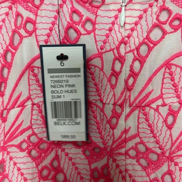 Crown & Ivy Women's Neon Pink Lace Overlay Mini Dress Size 6 100% cotton - Picture 5 of 7